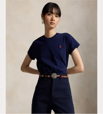 Polo Ralph Lauren för kvinnor. 211B14605031 Marinblå t-shirt med rund halsringning (XS), Casual, Kort ärm, Marino