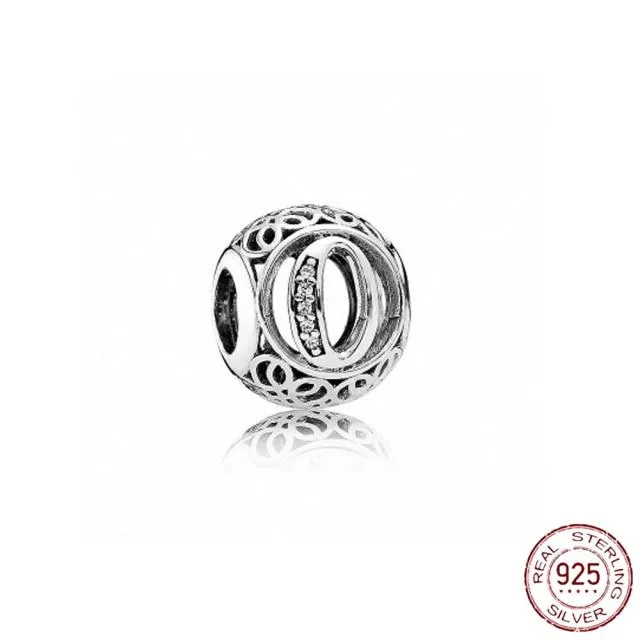 Armband Charm 925 Silver Bokstav A-Ö Bokstav Berlock Namn Pärlor För Kvinnor Gör-det-själv-hänge gör smycken (#6660)