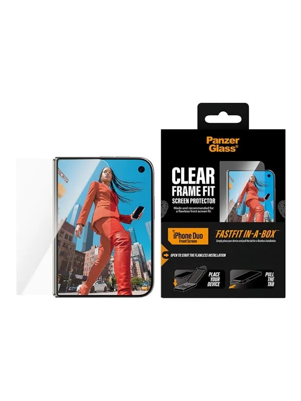 PanzerGlass Screen Protector Apple iPhone Duo | Ultra-Wide Fit w. FASTFIT IN-A-BOX (sub-screen)