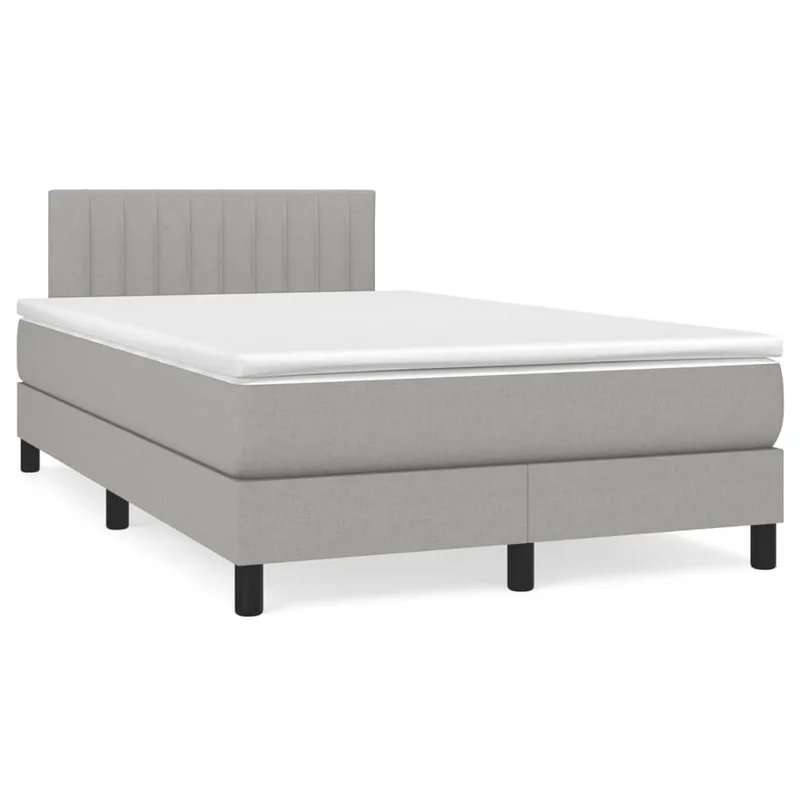 vidaXL Ramsäng med madrass & LED ljusgrå 120×190 cm tyg (#9407)