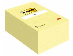 Post-it Large Notes Canary Yellow, gul, linjerede, 101 mm x 152 mm