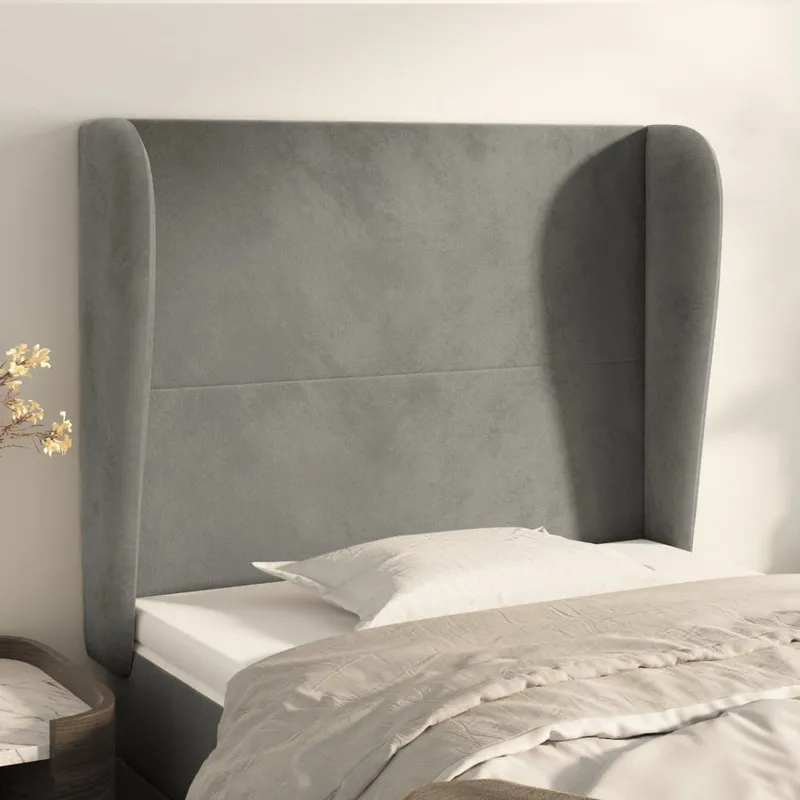 vidaXL Sänggavel med kanter ljusgrå 83x23x118/128 cm sammet (#5703)