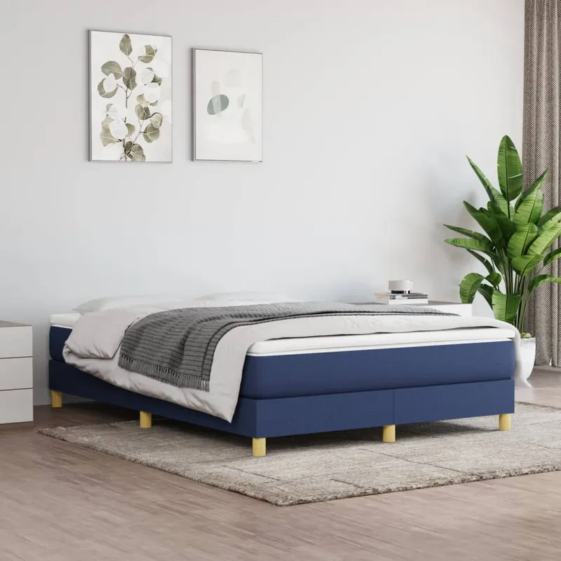 vidaXL Ramsäng med madrass blå 140×200 cm tyg (#6809)