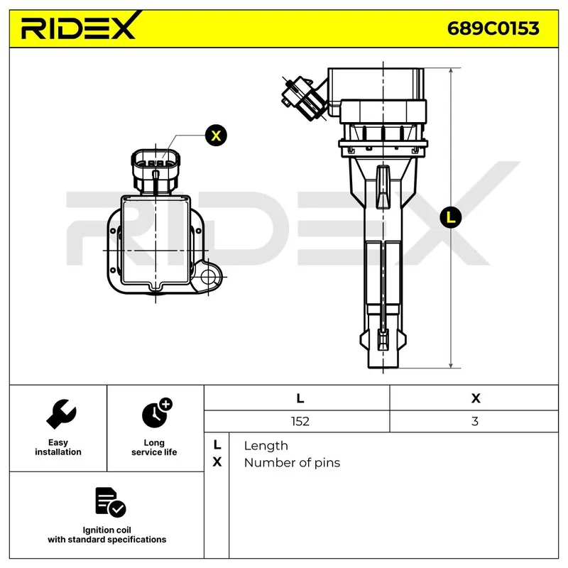 Tändspole RIDEX 689C0153