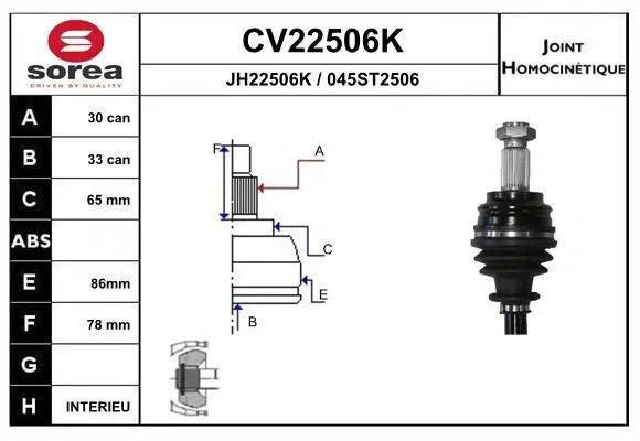 Ledsats, drivaxel EAI CV22506K