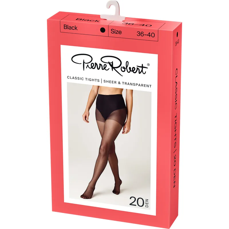 Pierre Robert Classic Tights Sheer & Transparent 20 DEN Black 40-44