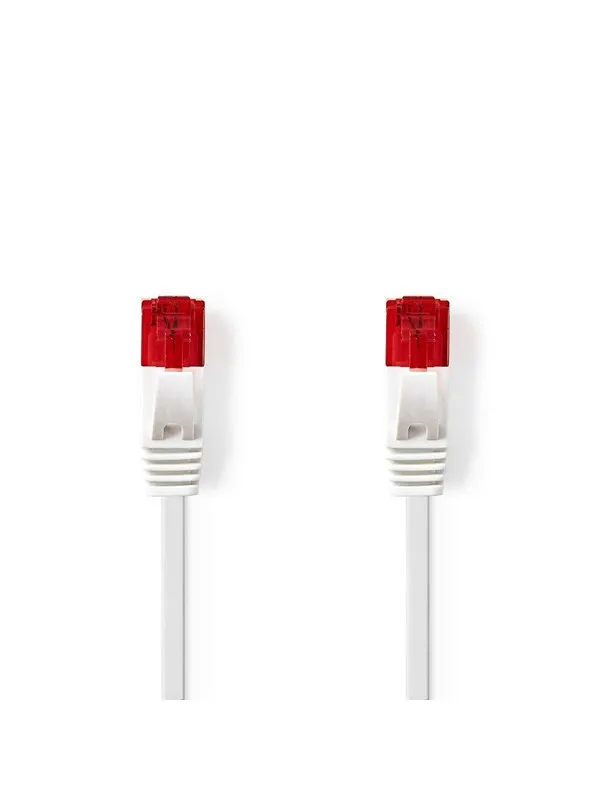 CAT6 Nätverkskabel | RJ45 hane | RJ45 hane | U/UTP | 0.50 m | Snagless | Platt | PVC | Vit | Label