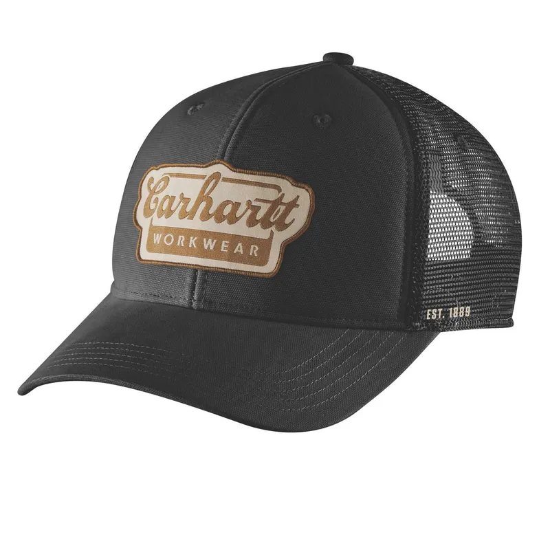 Carhartt Men’s Twill Mesh-Back Script Patch Cap Black