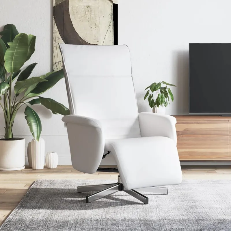 vidaXL Reclinerfåtölj med fotstöd vit konstläder (#4289)