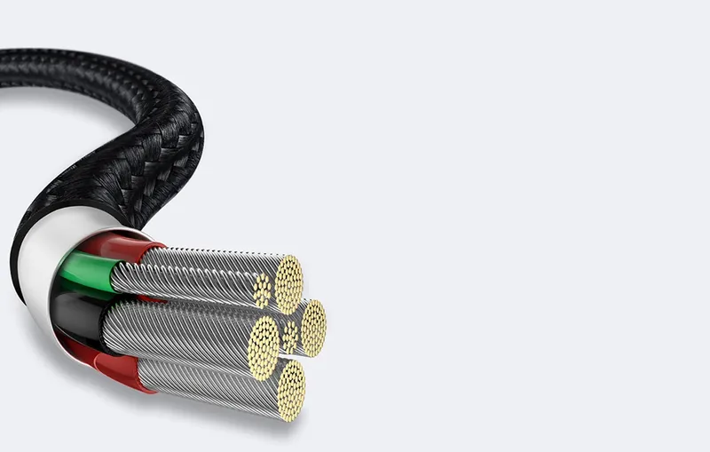 Snabbladdning - USB till Typ-C Kabel med LED, 66W, 6A, 1m - Svart