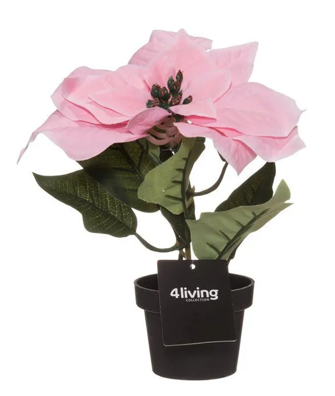 Konstgjord Julstjärna i kruka 20 cm – Ljusrosa