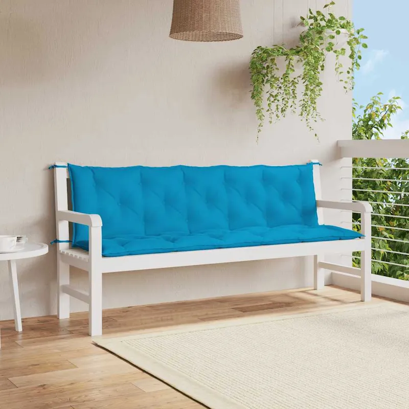 vidaXL Bänkdyna för trädgården ljusblå 180x(50+50)x7 cm oxfordtyg