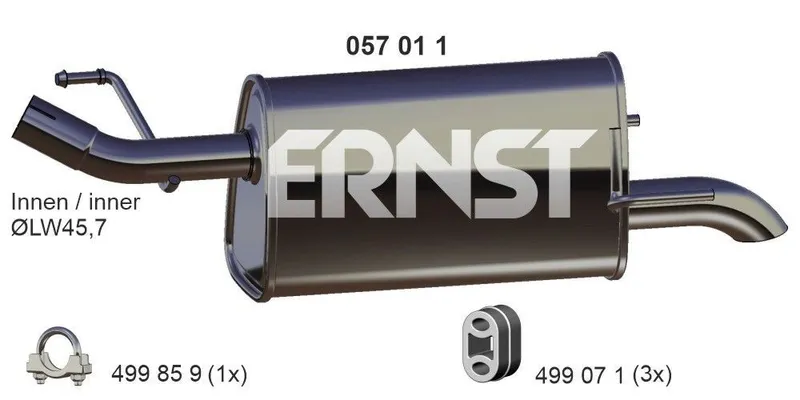 Bakre ljuddämpare ERNST 057011
