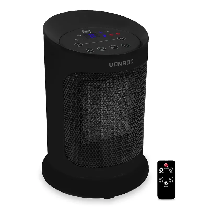 Elektrisk värmefläkt - 1200W/1800W - keramisk - roterationsfunktion | Inkl. Fjärrkontroll
