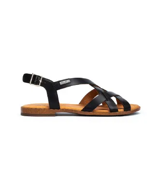 Pikolinos för kvinnor. W0X-0556ST Svarta Algar lädersandaler (35), Hud, 1 till 3 cm, Spänne, Casual