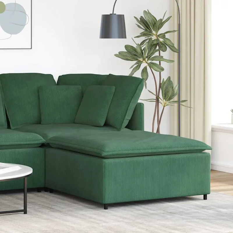 vidaXL Modulär soffa fotpallsmodul mörkgrön 100x100x48 cm