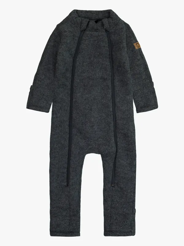 Baby Ulldräkt Med Dubbel Dragkedja 98 Anthracite Melange