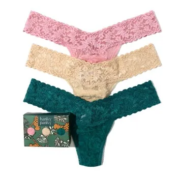 Hanky Panky Trosor 3P Low Rise Lace Thong D2 Flerfärgad-2 nylon One Size Dam