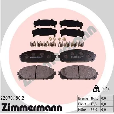 Bromsbelägg ZIMMERMANN 22070.180.2
