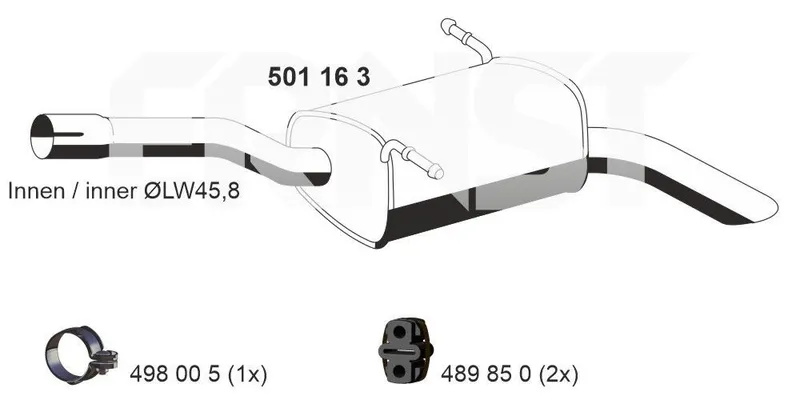 ERNST 501163 Bakre ljuddämpare