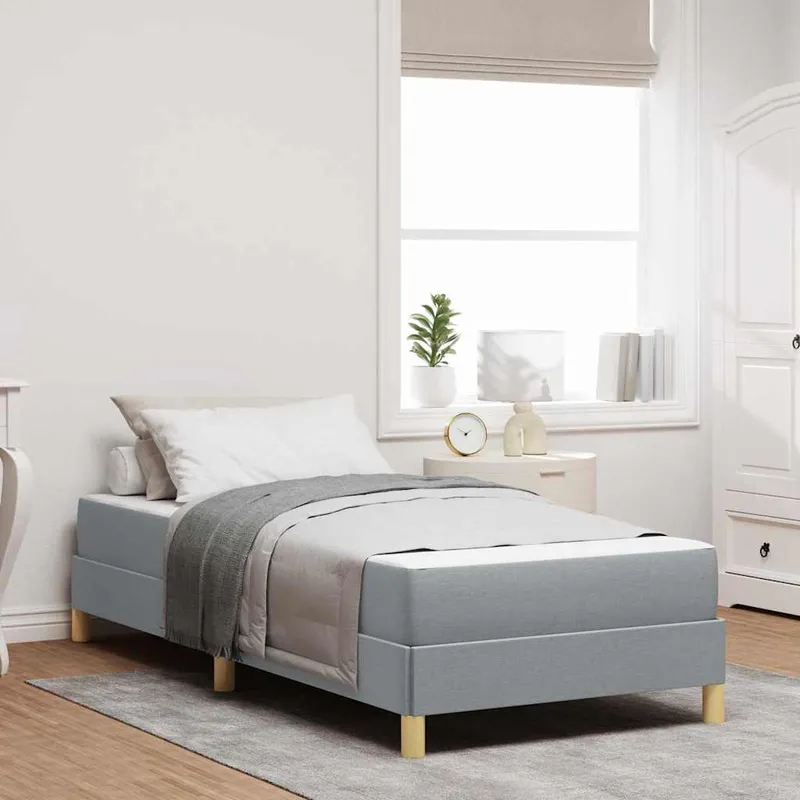 vidaXL Bäddfjäder med madrass Ljusgrå 100 x 200 cm tyg (#6399)