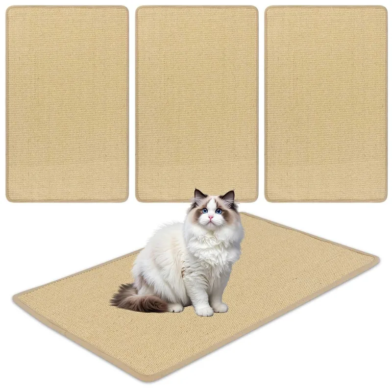 Cat Scratch Matt Set - Stor, självhäftande sisal, 80×50 cm