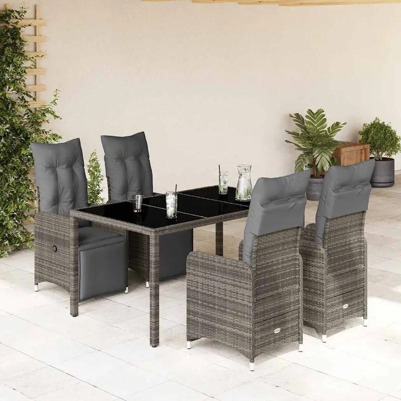 vidaXL Caféset med dynor 5 delar konstrotting grå (#8931)
