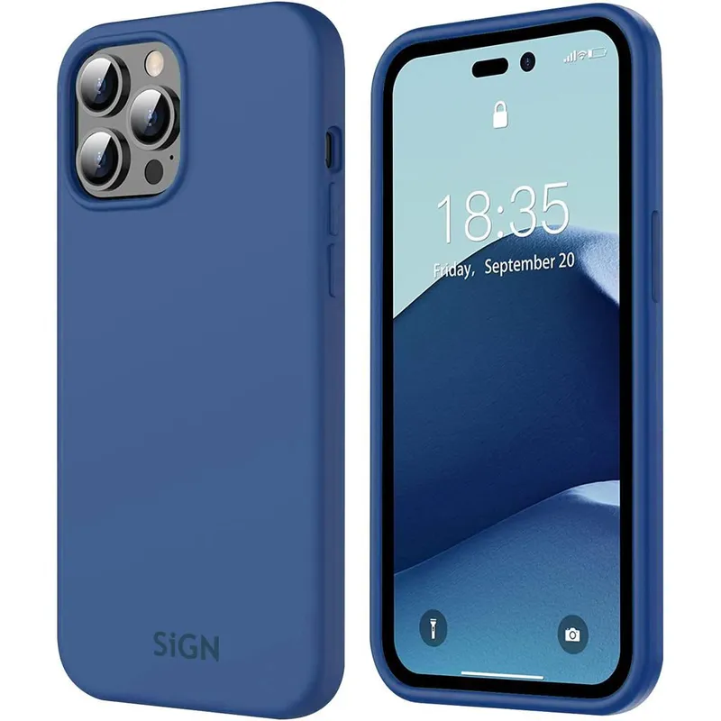 SiGN Liquid Silicone skal till iPhone 14 Pro – Blå