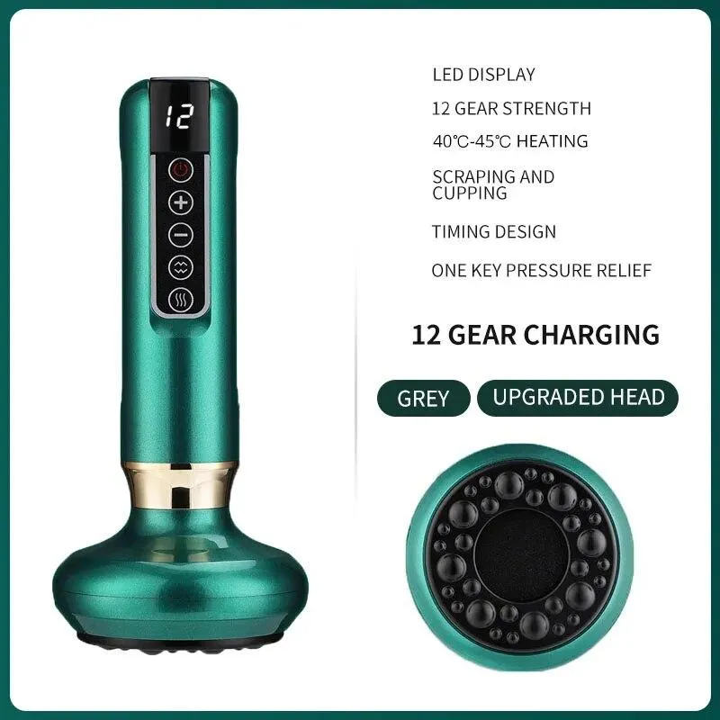 12 växlar Elektrisk Vakuum Koppning Massager Kropp Professionell Koppningsterapi Massageset Sugkopp Terapi Uppvärmning Guasha Verktyg UNITED KINGDOM (#2382)