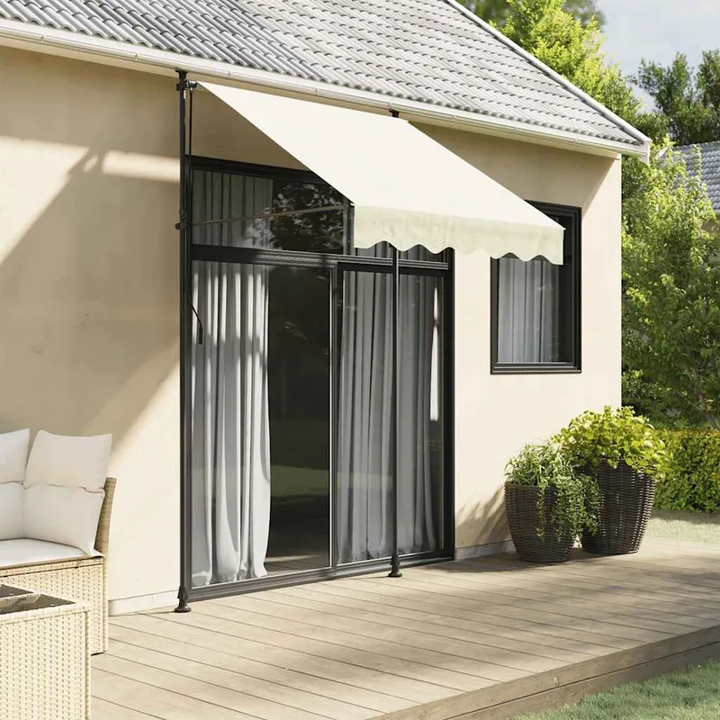 vidaXL Infällbar markis gräddvit 200×115 cm tyg och stål