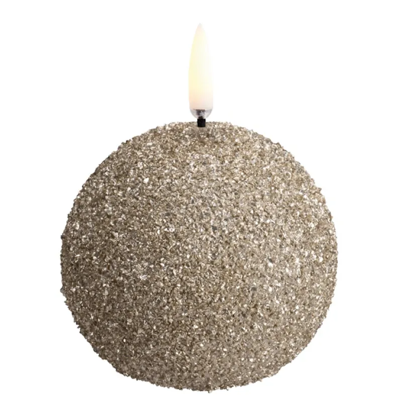 ROUND LED-ljus, krämfärgat, Ø 7 cm, glitter - Uyuni Lighting - Vardagsrum - Annat - Med en ljuskälla