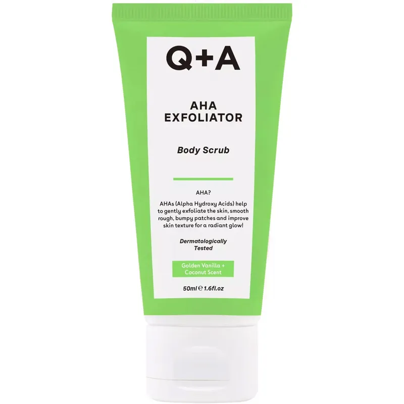 Q+A AHA Exfoliator Body Scrub Travel Size – 50 ml