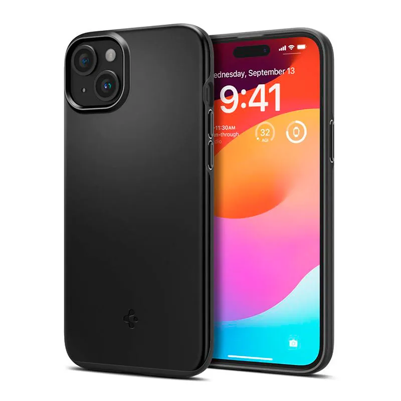 Spigen Mobilskal till iPhone 15 Plus Thin Fit - Svart
