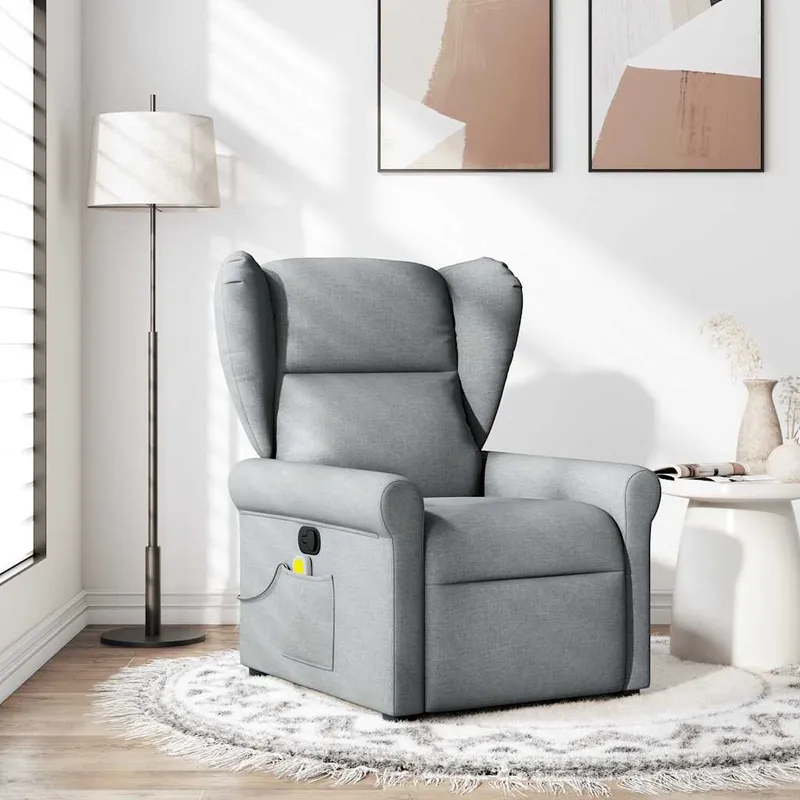 vidaXL Massagefåtölj ljusgrå tyg (#6729)