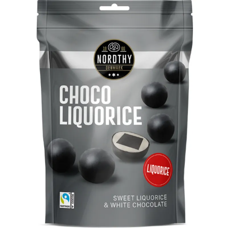 Nordthy Chokladlakritsbollar med Vit Choklad 100g