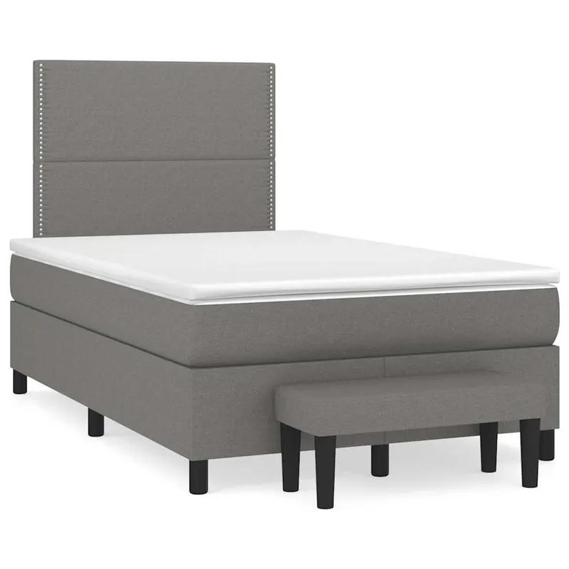 vidaXL Ramsäng med madrass mörkgrå 120×190 cm tyg (#2360)