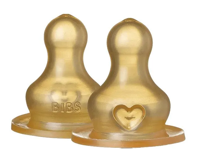 BIBS Baby Bottle Nipple Round Latex Fast Flow 2-pack
