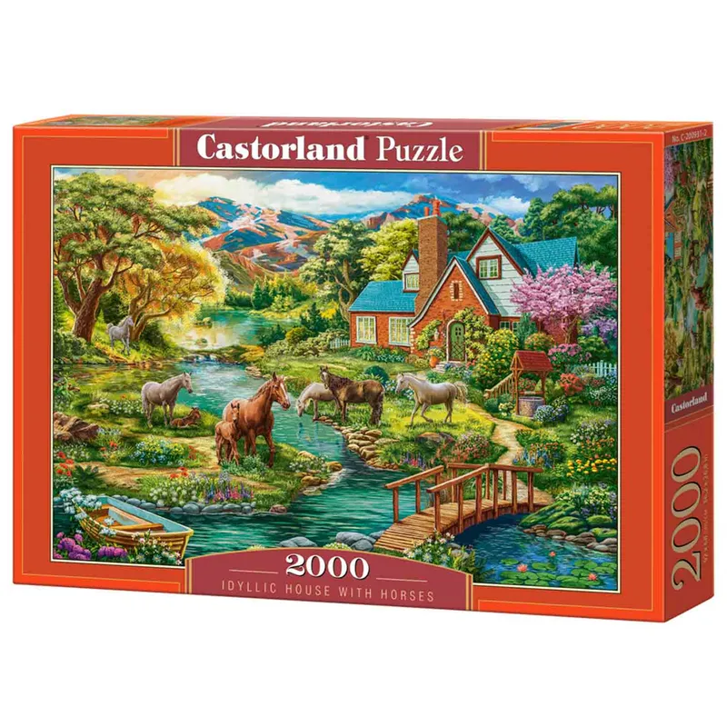 Castorland Pussel - Idylliskt Hus med Hästar 2000 bitar
