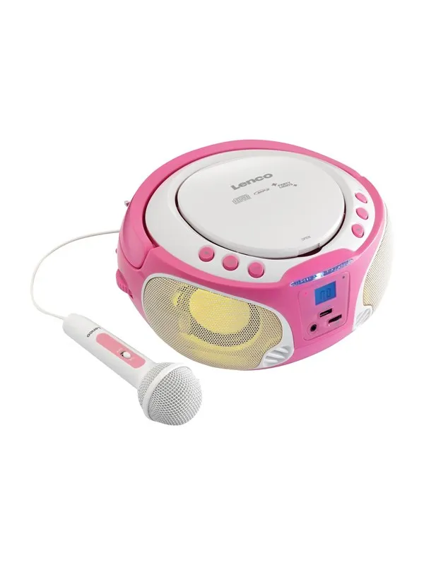 Bärbar Karaoke FM-radio CD/MP3/USB-spelare - Rosa