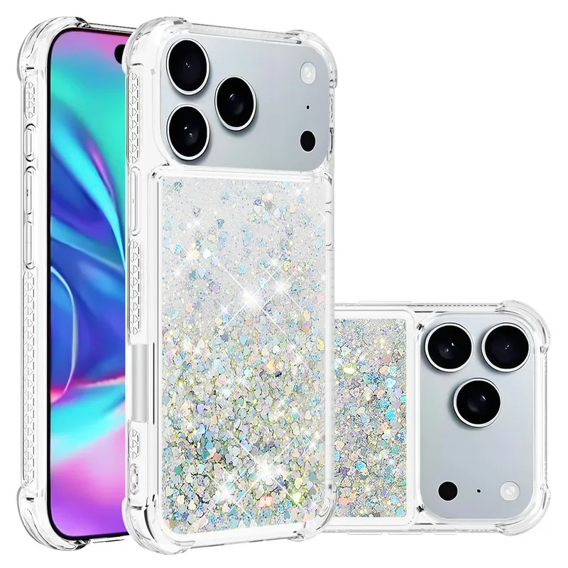 SKALO iPhone 17 Pro Max Kvicksand Glitter Skal – Silver