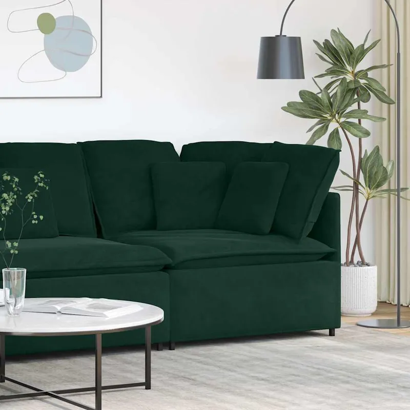 vidaXL Hörnmodul för soffmodul med dynor mörkgrön 100 cm