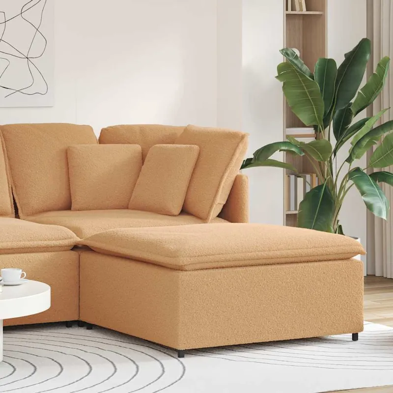 vidaXL Modulär soffa fotpallsmodul beige 100x100x48 cm