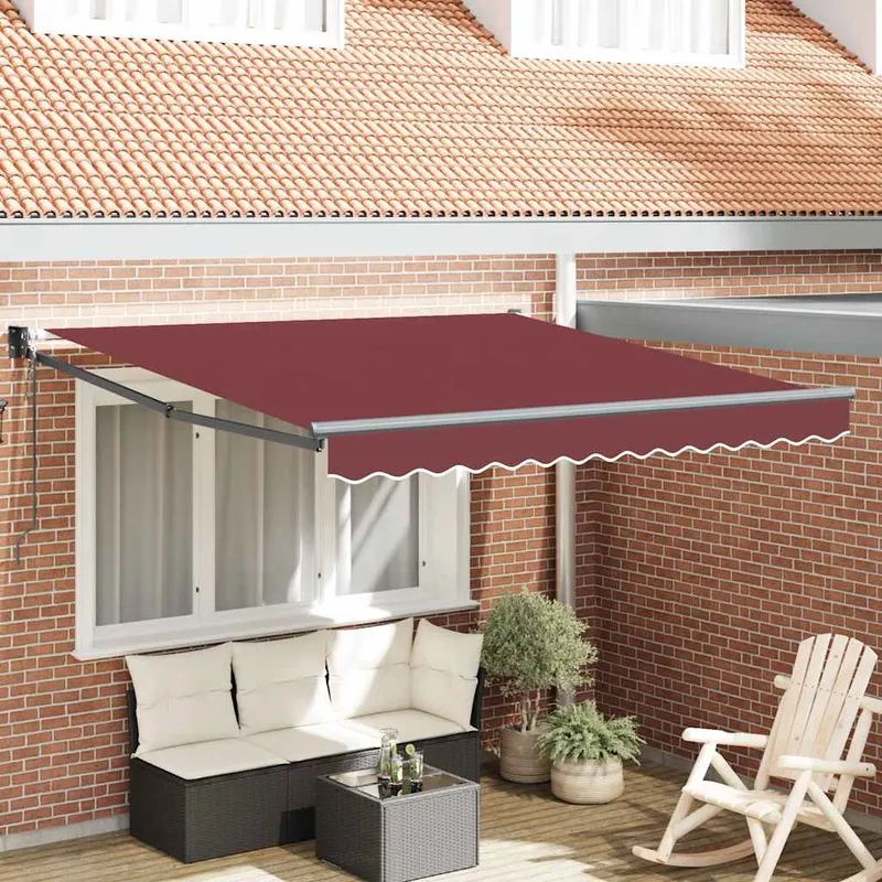 vidaXL Markis automatiskt infällbar vinröd 300×250 cm