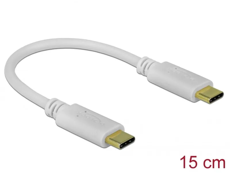 Delock USB-C laddningskabel 100W PD, 15cm - Vit