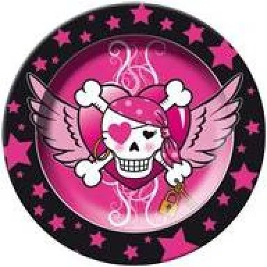 Tallrikar motiv rosa pirat 8-pack