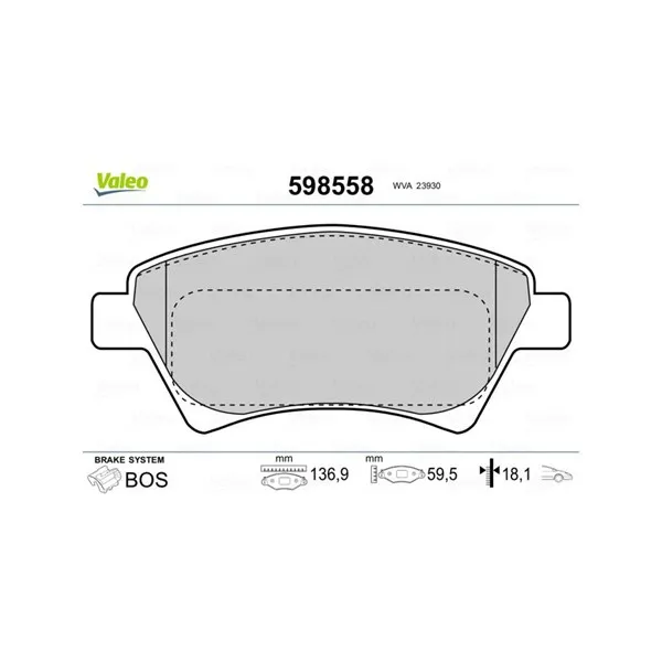 Bromsbelägg VALEO 598558