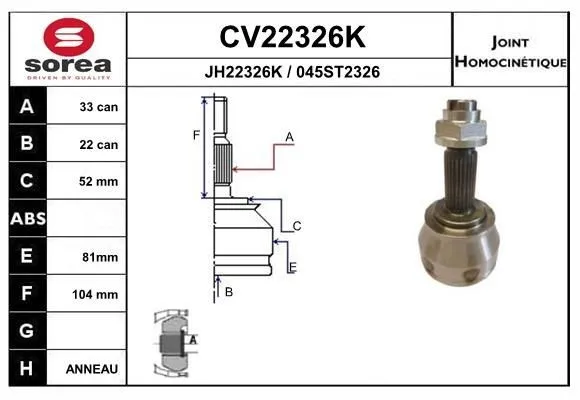 Ledsats, drivaxel EAI CV22326K