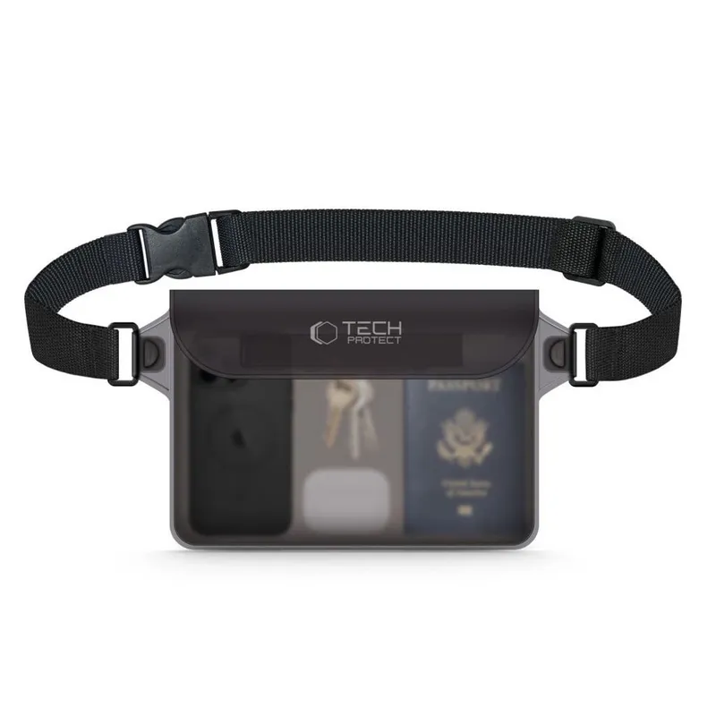 Tech-Protect Universala Vattentät Mobilväska 10 Inch - Svart/Clear