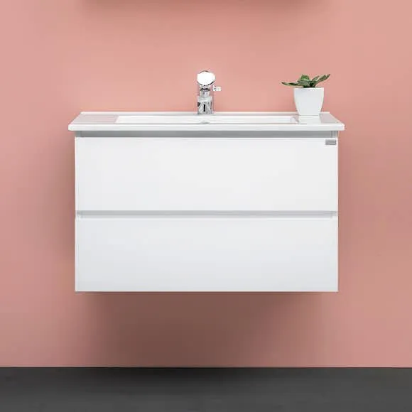 Tvättställsskåp 4AQUA Slim Med 2 Lådor & Grepplist (#6234)