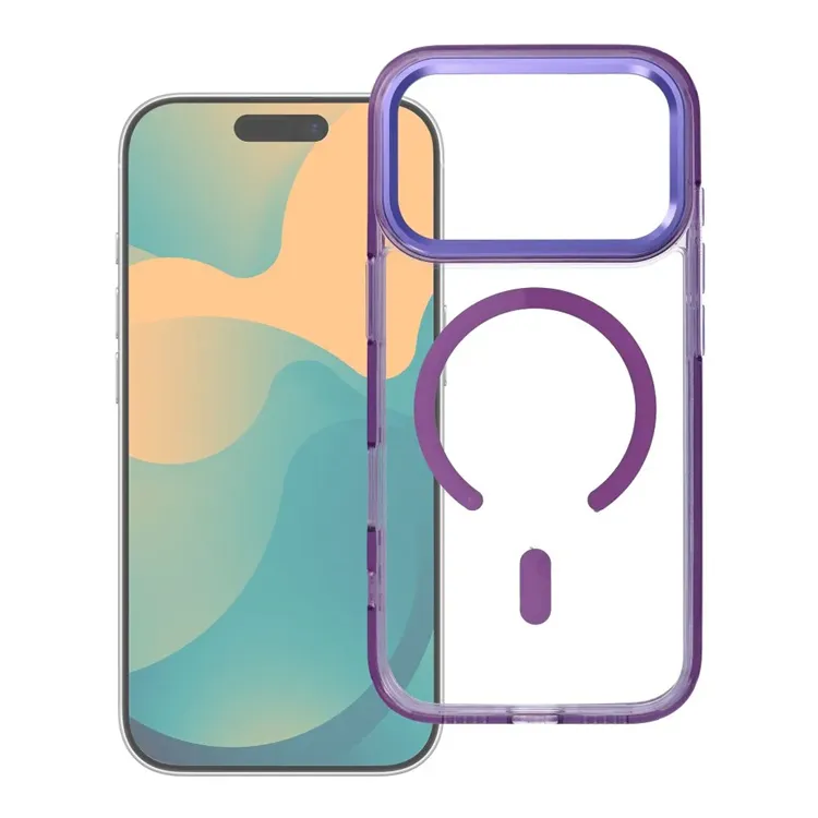 Mobilskal För iPhone 17 Pro MagSafe Frame Clear Hybrid – Lila